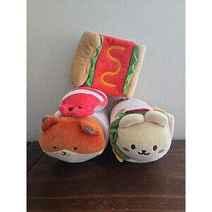 Anirollz Lot 6" Small Stuffed Animal Plush Hot Dog Sushi Burrito Bunny Fox